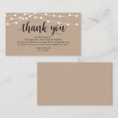 Rustieke String Lights, Zwart, Huwelijk Dank u Informatiekaartje (Voorkant / Achterkant)