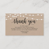 Rustieke String Lights, Zwart, Huwelijk Dank u Informatiekaartje (Voorkant)
