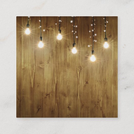 Rustieke String of Lights Bruiloft Details Kaart (Achterkant)