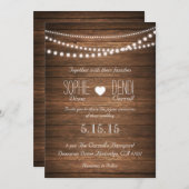 Rustieke String of Lights bruiloft uitnodiging (Voorkant / Achterkant)