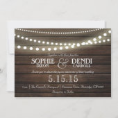 Rustieke String of Lights bruiloft uitnodiging (Voorkant)