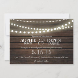 Rustieke String of Lights bruiloft uitnodiging
