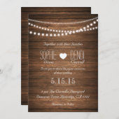 Rustieke String of Lights bruiloft uitnodiging (Voorkant / Achterkant)