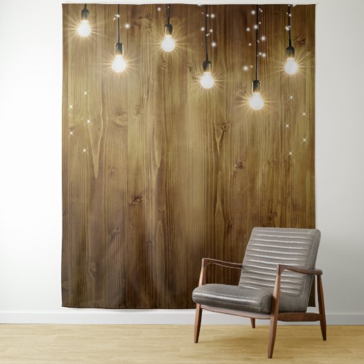 Rustieke String of Lights Elegante bruiloft achter Wandkleed (In situ)