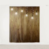Rustieke String of Lights Elegante bruiloft achter Wandkleed (Voorkant)