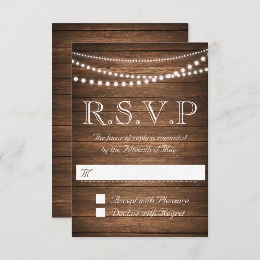 Rustieke String of Lights RSVP 3.5" x 5" (Voorkant / Achterkant)