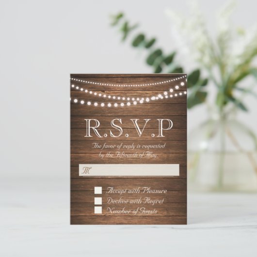 Rustieke String of Lights RSVP 4.25" x 5.5" Kaart (Staand voorkant)