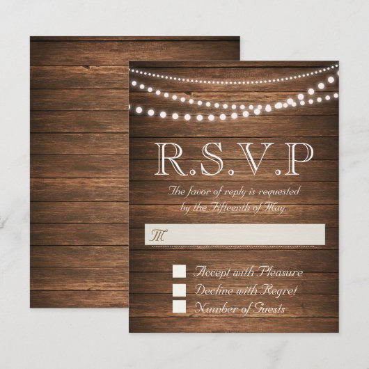 Rustieke String of Lights RSVP 4.25" x 5.5" Kaart (Voorkant / Achterkant)