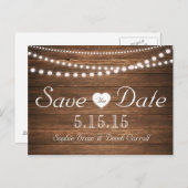Rustieke String of Lights Save the Date Briefkaart (Voorkant / Achterkant)