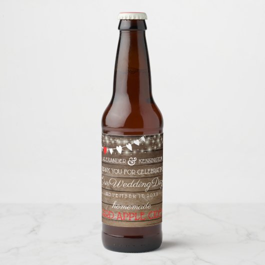 Rustieke string van lichten Hard cider bruiloft la Bier Etiket (Voorkant)
