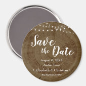 Rustieke String van lichten Wood Bark Save the dat Magneet (Voorkant / Achterkant)