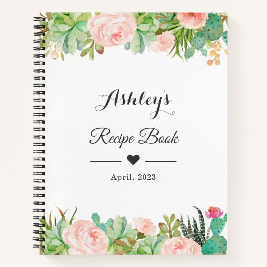 Rustieke Succulent Cactus Bloemenreceptenboek Notitieboek (Voorkant)