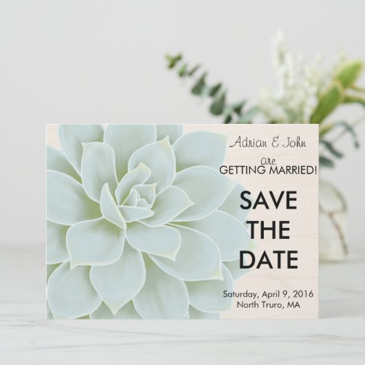 Rustieke Succulent Save the Date (Staand voorkant)