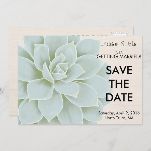 Rustieke Succulent Save the Date (Voorkant / Achterkant)