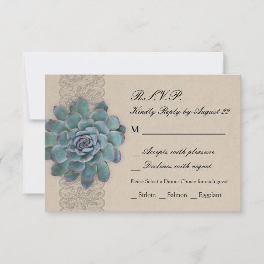 Rustieke Succulent Wedding RSVP Kaart (Voorkant)