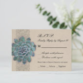 Rustieke Succulent Wedding RSVP Kaart (Staand voorkant)