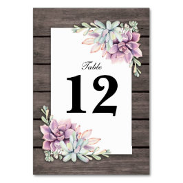 Rustieke Succulente Bloemenbruiloft Tafel Nummers Kaart