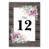 Rustieke Succulente Bloemenbruiloft Tafel Nummers Kaart (Achterkant)
