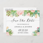 Rustieke Succulente Cactus Bloemige Save the Date Aankondigingskaart (Voorkant / Achterkant)