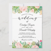 Rustieke Succulente Cactus Blush Groene Bloemen Br Kaart (Voorkant)