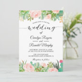 Rustieke Succulente Cactus Blush Groene Bloemen Br Kaart (Staand voorkant)