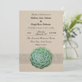 Rustieke succulente huwelijksuitnodiging kaart (Staand voorkant)
