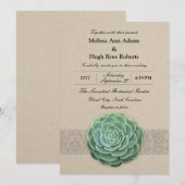 Rustieke succulente huwelijksuitnodiging kaart (Voorkant / Achterkant)