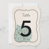 Rustieke succulente tafel nummers kaart (Achterkant)