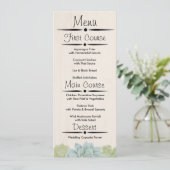 Rustieke Succulente Trouwreceptie Menu Kaart (Staand voorkant)