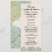 Rustieke Succulente Trouwreceptie Menu Kaart (Voorkant / Achterkant)