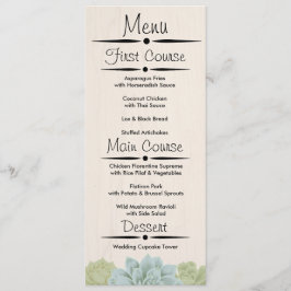 Rustieke Succulente Trouwreceptie Menu Kaart