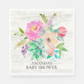 Rustieke succulenten & Bloemen Douche Papieren ser Servet (Voorkant)