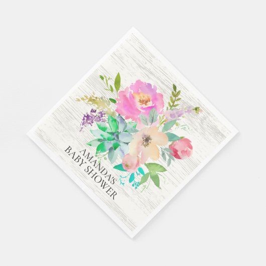 Rustieke succulenten & Bloemen Douche Papieren ser Servet (Hoek)