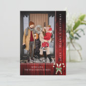 Rustieke Suikerstok Kerstmis | Rood Feestdagenkaart (Staand voorkant)