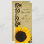 Rustieke Sunflower Swirls Wedding Programma Programmakaart (Voorkant / Achterkant)