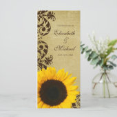 Rustieke Sunflower Swirls Wedding Programma Programmakaart (Staand voorkant)