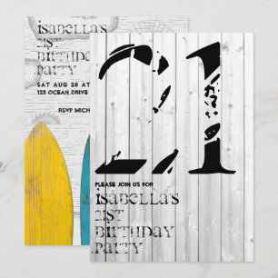 Rustieke Surfer Typografie Verjaardagsuitnodiging Kaart