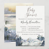 Rustieke Swan Lake Baby shower uitnodiging (Voorkant / Achterkant)