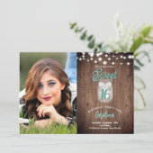 Rustieke Sweet 16 Mason Jar Lights Blauwgroen Verj Kaart (Staand voorkant)