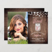 Rustieke Sweet 16 Mason Jar Lights Verjaardag Uitn (Voorkant / Achterkant)