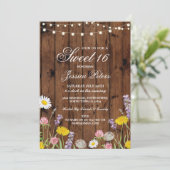 Rustieke Sweet 16 Party Bloemen Wilde Bloemen Uitn Kaart (Staand voorkant)