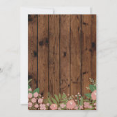 Rustieke Sweet 16 Party Koraal Bloemen Hout Uitnod Kaart (Achterkant)