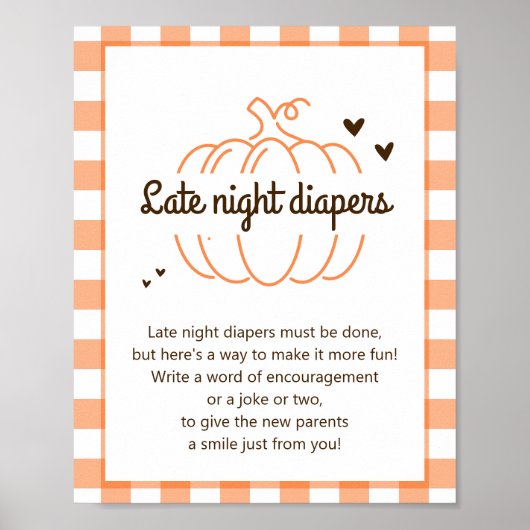Rustieke Sweet Pumpkin Baby shower Late Night Luie Poster (Voorkant)