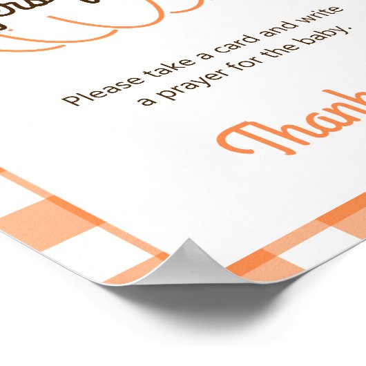 Rustieke Sweet Pumpkin Baby shower Prayers voor Ba Poster (Hoek)