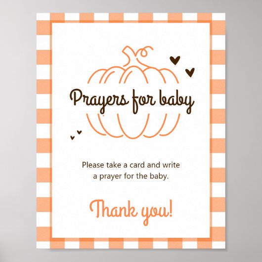 Rustieke Sweet Pumpkin Baby shower Prayers voor Ba Poster (Voorkant)