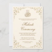 Rustieke Swirl Frame Crème en Goud Moslim Mehndi Kaart (Voorkant)