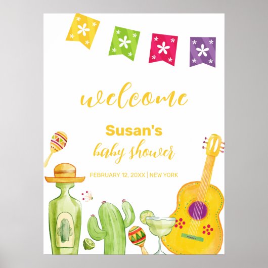 Rustieke Taco 'Bout Cactus Limoen Baby shower Welk Poster (Voorkant)