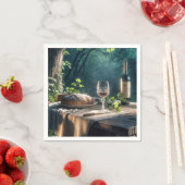 Rustieke tafel met wijn in een bos servet (Insitu)