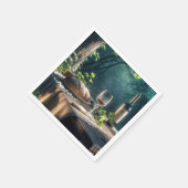 Rustieke tafel met wijn in een bos servet (Hoek)