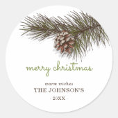 Rustieke tak dennengroen Kerstmis Ronde Sticker (Voorkant)